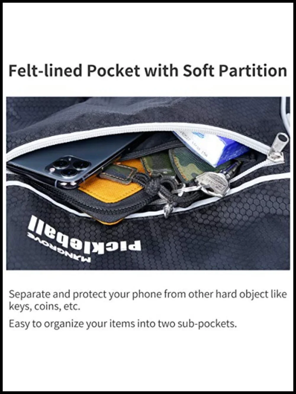 Pickleball Bag with Fence Hook, Large Capacity, Safety Pocket | Water-Resistant